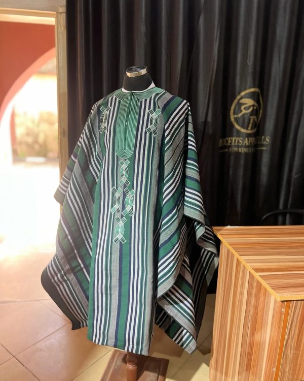 Green Aso-Oke Agbada with Detailed Embroidery – Tradition Woven in Royal Details