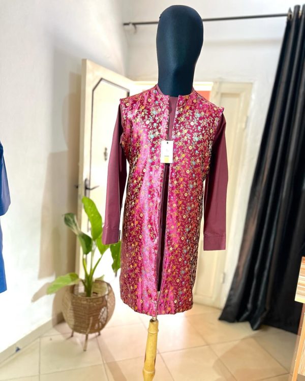 Wine Kaftan & Kimono Set – Bold Expression, Layered Royalty
