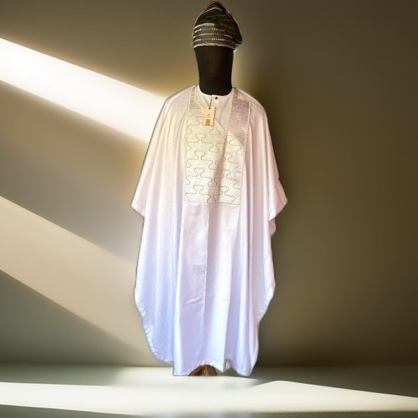 White Agbada with Detailed Embroidery – Pure Prestige, Crafted Grandeur