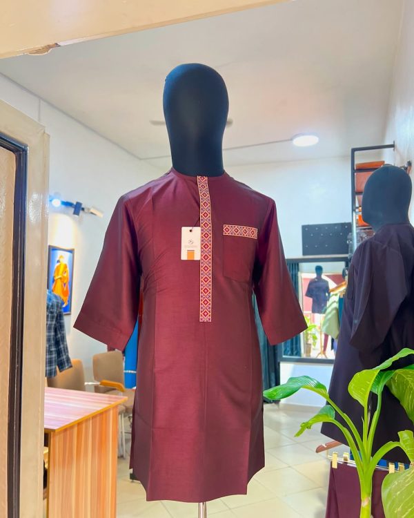 Wine Embroidered Kaftan – Depth, Detail, and Distinguished Style